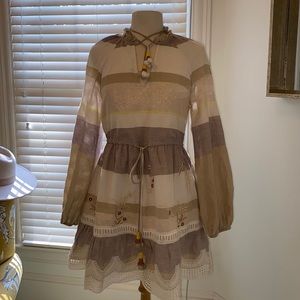 HEMANT AND NANDITA Boho tassel dress. Beach boho summer chic embroidered. Size S